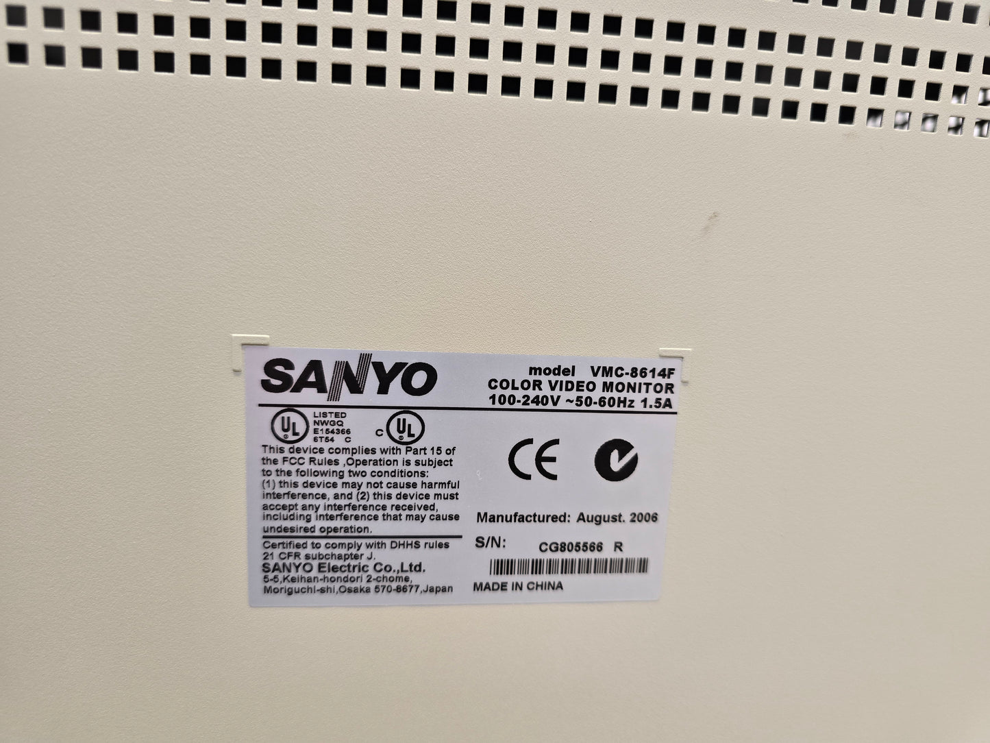 Sanyo VMC-8614F Monitor